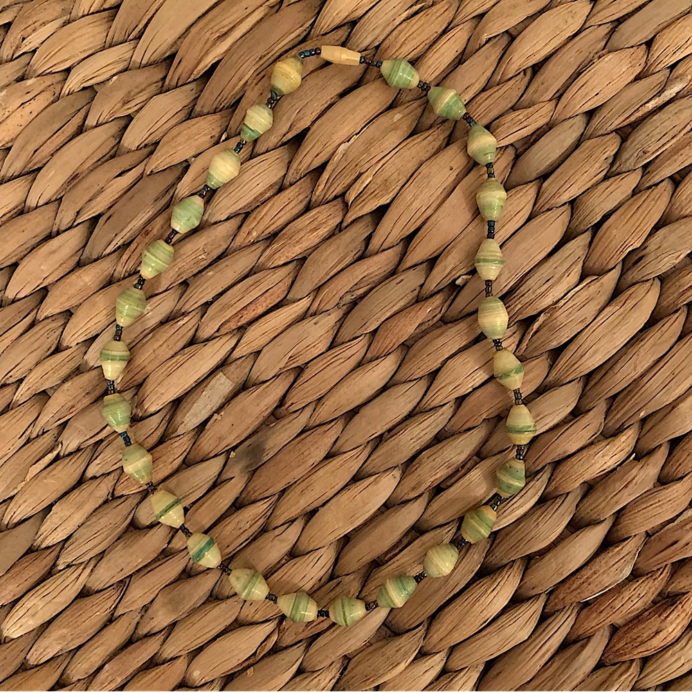 Rolled Paper Beaded Necklace with Screw Connector